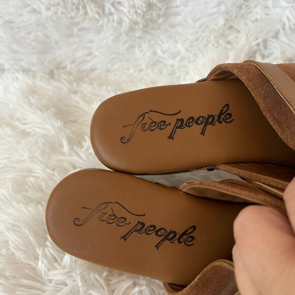 Free People Calabasas Platform Clogs Womens 9.5 Brown Suede Mules Slip On - Picture 9 of 10